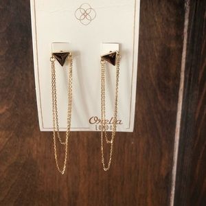 Triangle double chain earrings